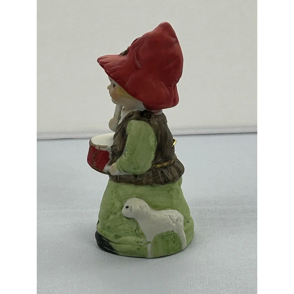Vintage 1980 MWC Little Drummer Boy Bell Figurine Lamb Taiwan Christmas Ceramic
